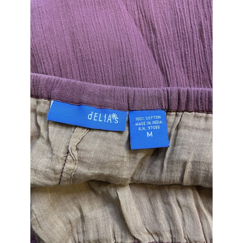 Vintage Y2K dELiA*s Women's Dusty Pink Cotton Tiered Midi Skirt Sequin Size M - Picture 6 of 7